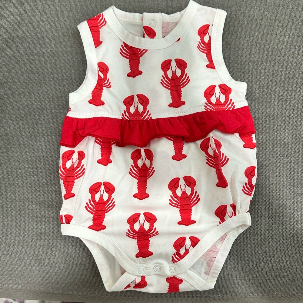 Monica + Andy Bubble Romper in Lobster Claws print